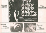 Flyer for a Club 57 screening of The Gore Gore Girls. 1972. USA. Directed by Herschell Gordon Lewis