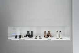 Martin Margiela (Belgian, born 1957). Maison Martin Margiela (later Maison Margiela) (France, founded 1988). Boots. 1990–99. Leather. Sandals. Spring/summer 1996. Leather and adhesive tape. Boots. Spring/summer 1989. Suede. Shoes. 2008. Leather. Fashion Museum, Province of Antwerp. Boots. c. 1990. Leather. Lent by Linda Loppa. Image taken during installation of Items: Is Fashion Modern?