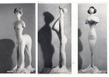 Plaster figures designed by Bernard Rudofsky and modeled by Constantin Nivola, showing a woman’s body as it would have appeared had it fitted into the clothes of four fashion periods. In the exhibition Are Clothes Modern?, The Museum of Modern Art, November 28, 1944–March 4, 1945. The Museum of Modern Art Archives, Photographic Archive. Photo: Soichi Sunami