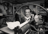 Louise Bourgeois at the printing press in the lower level of her home/studio on 20th Street, New York, 1995. Photograph: Mathias Johansson