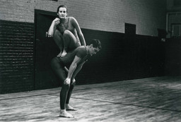 Peter Moore. Performance view of Trisha Brown and Steve Paxton in Brown’s Lightfall, Concert of Dance #4, January 30, 1963. © Barbara Moore/Licensed by VAGA, New York, NY. Courtesy Paula Cooper, New York