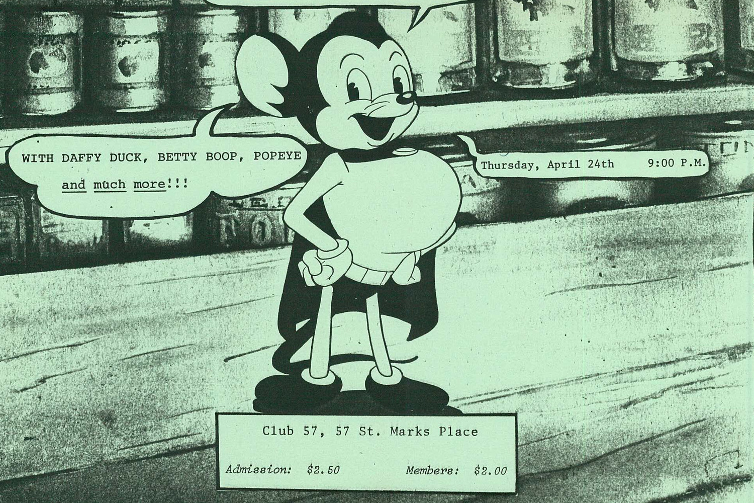 Flyer for Jerry Beck's Cartoons You Won't See on TV at Club 57, 1980. The Museum of Modern Art, New York. Department of Film Special Collections