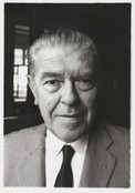 Duane Michals. Photograph of René Magritte. Gelatin silver print, 4 13/16 × 6 11/16&#34; (12.2 × 17 cm). Photographic Archive, Artists and Personalities. The Museum of Modern Art Archives, New York
