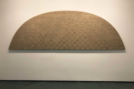 Sheila Hicks. Panel for interior of Air France Boeing 747 aircraft. 1969–77. Embroidered in wild silk on polished cotton. The Museum of Modern Art, New York. Gift of Melvin Bedrick