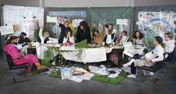 Adelita Husni-Bey. The Council. 2018. Chromogenic color print, 72 × 108" (182.9 × 274.3 cm). Courtesy the artist and Laveronica arte contemporanea, Modica, Italy. © 2018 Adelita Husni-Bey