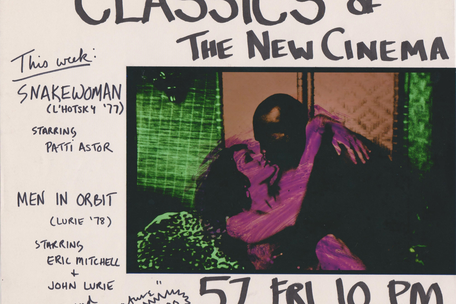 Patti Astor. Flyer for Snake Woman and Men in Orbit screening at Club 57, 1981. 1981