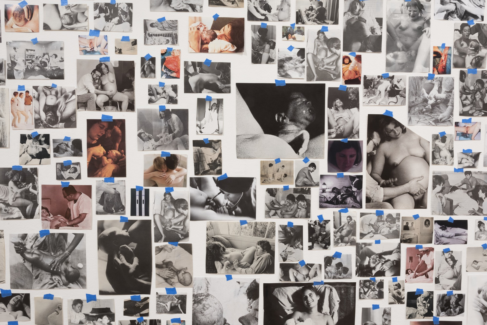 Carmen Winant. _My Birth_ (detail). 2018. Found images and tape. Courtesy the artist. © 2018 Carmen Winant