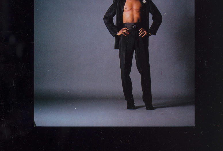 Gerard Little pictured on a flyer for Fashion Horror at Limelight, 1985 (detail). Designed by Albert Crudo