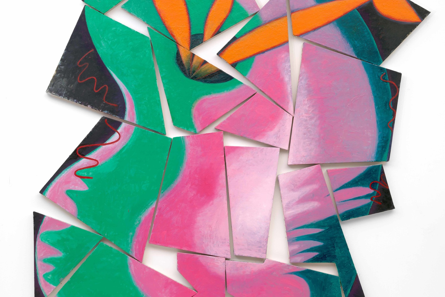 Elizabeth Murray. Painters Progress. Spring 1981. Oil on canvas, 19 panels, 9' 8" x 7' 9" (294.5 x 236.2 cm). The Museum of Modern Art, NY. Acquired through the Bernhill Fund and gift of Agnes Gund. © 2018 Estate of Elizabeth Murray/Artists Rights Society (ARS), New York