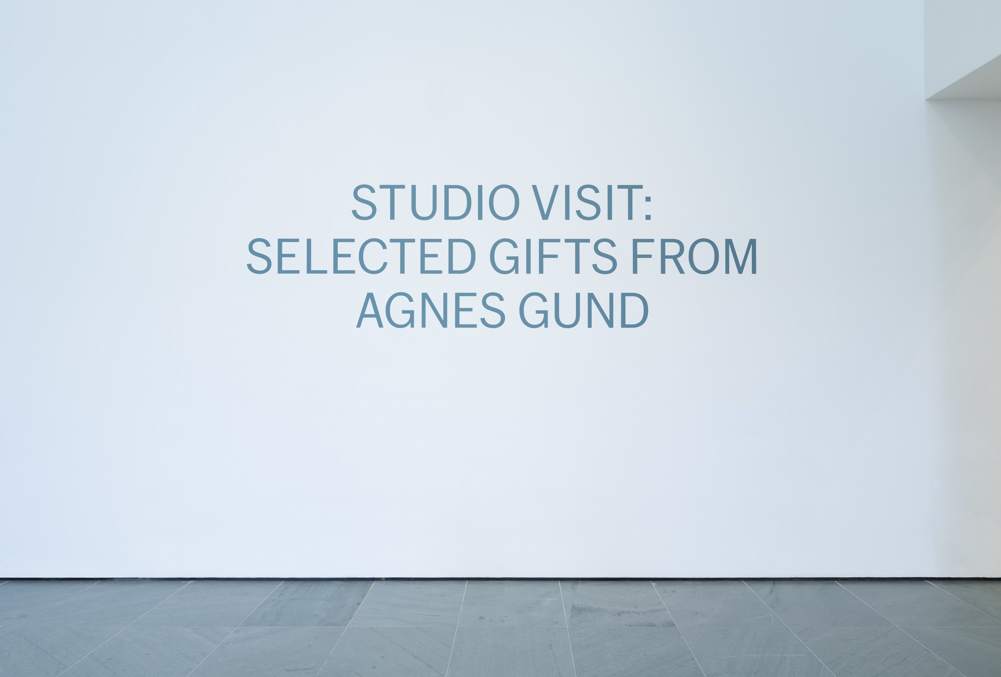 _Studio Visits: Selected Gifts from Agnes Gund_. Exhibition Title Wall. Museum of Modern Art. 2018