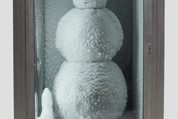 Peter Fischli and David Weiss. Snowman. 1987/2016. Copper, aluminum, glass, water, and coolant system, 85 7/8 x 50 3/8 x 65&#34; (218 x 128 x 165 cm). Courtesy Matthew Marks Gallery. © Peter Fischli and David Weiss