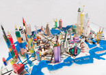 Bodys Isek Kingelez (Congolese, 1948-2015). Ville de Sète 3009. 2000. Paper, paperboard, plastic, and other various materials, 31 1/2 × 9′ 10 1⁄8″ × 6′ 10 11⁄16″ (80 × 300 × 210 cm). Collection Musée International des Arts Modestes (MIAM), Sète, France. © Pierre Schwartz ADAGP; courtesy Musée International des Arts Modestes (MIAM), Sète, France
