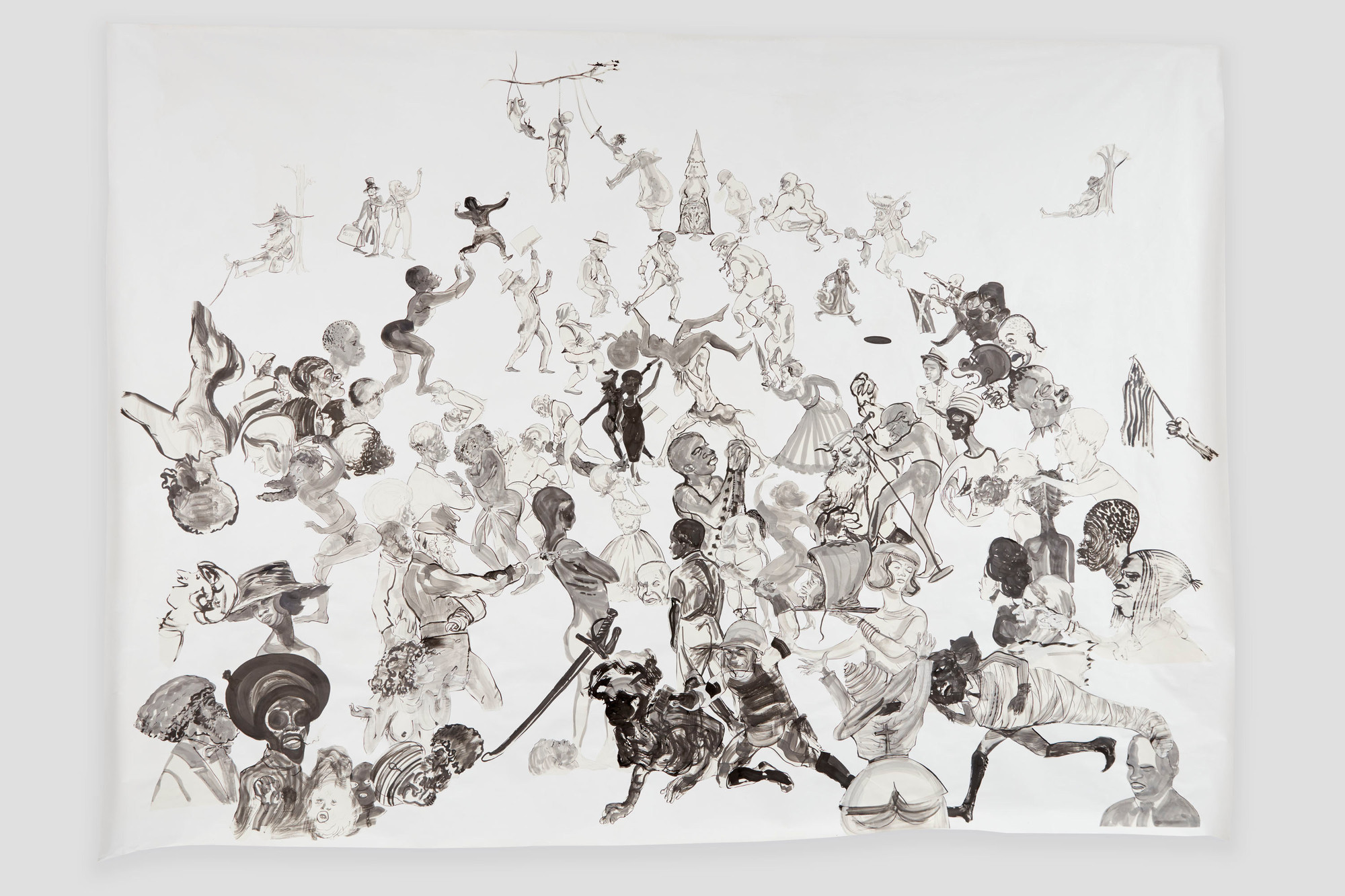 Kara Walker, Christ’s Entry Into Journalism. 2017. Ink and pencil on paper, cut-and-pasted on painted paper. The Museum of Modern Art, New York. Acquired through the generosity of Agnes Gund, the Contemporary Arts Council of The Museum of Modern Art, Carol and Morton Rapp, Marnie Pillsbury, the Contemporary Drawing and Print Associates, and Committee on Drawings and Prints Fund. © 2018 Kara Walker