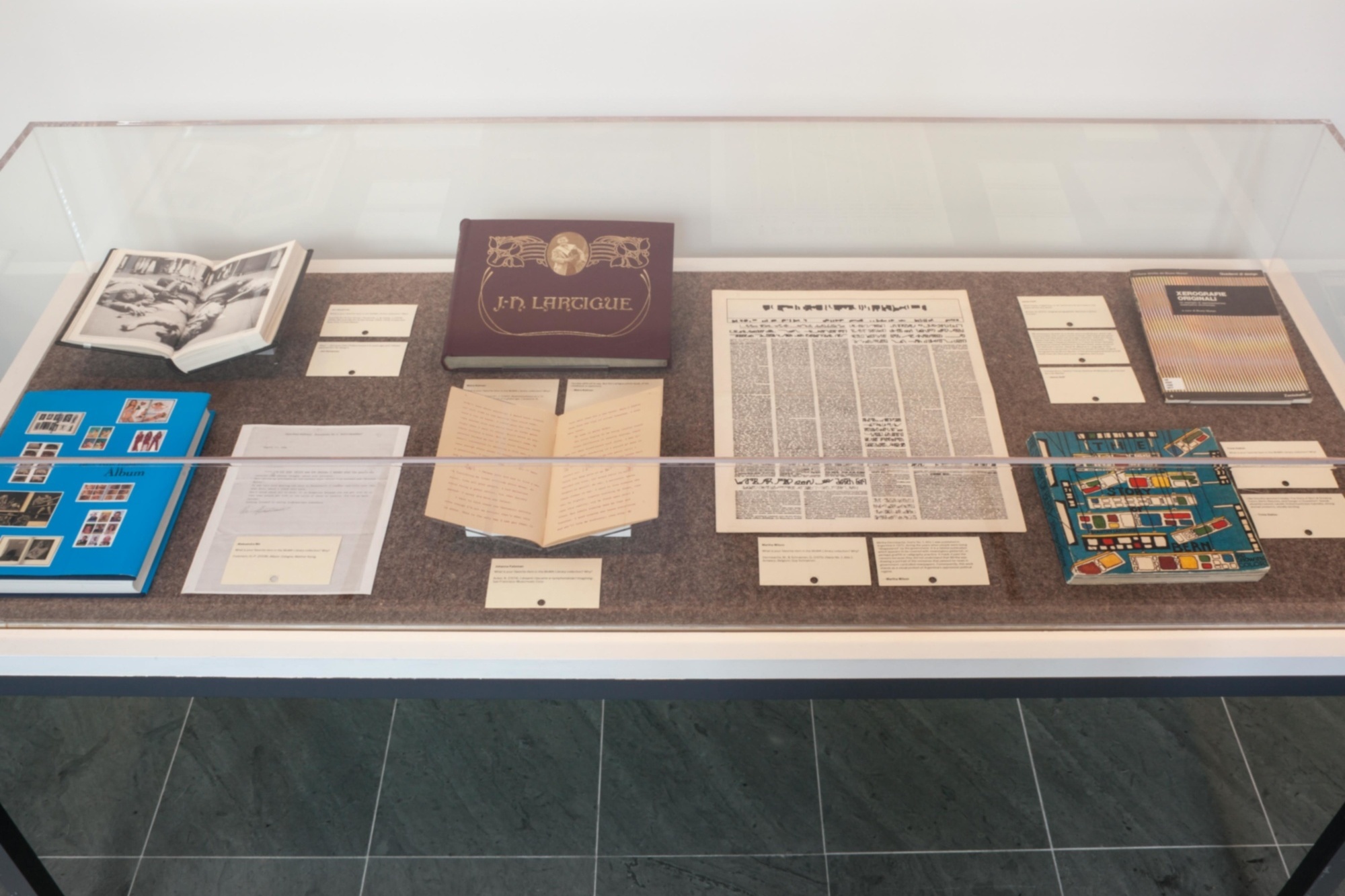 Installation view of Reading List: Artists’ Selections from the MoMA Library Collection. Photo by John Wronn