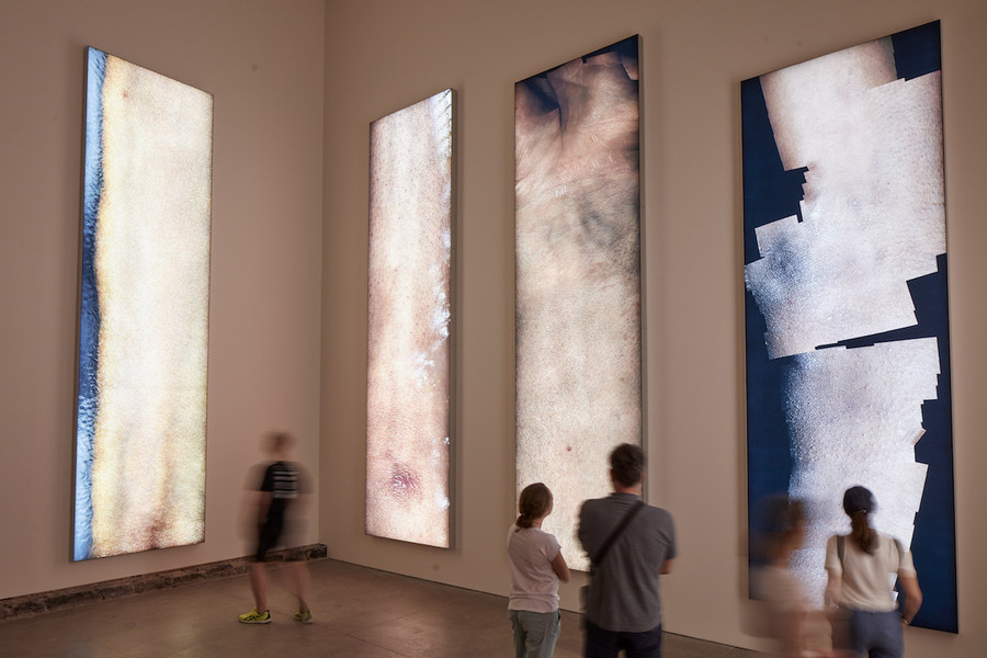 Installation view of Seth Price:  Danny, Mila, Hannah, Ariana, Bob, Brad, on view at MoMA PS1 through September 3, 2018. Image courtesy MoMA PS1. Photo by Matthew Septimus.