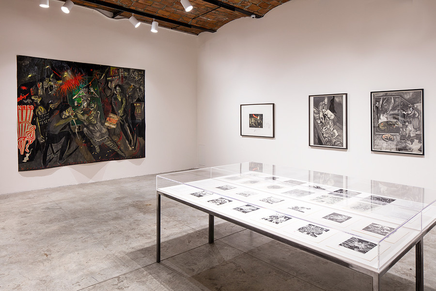 Installation view of Sue Coe: Graphic Resistance on view at MoMA PS1 through September 3, 2018. Image courtesy MoMA PS1. Photo by Matthew Septimus.