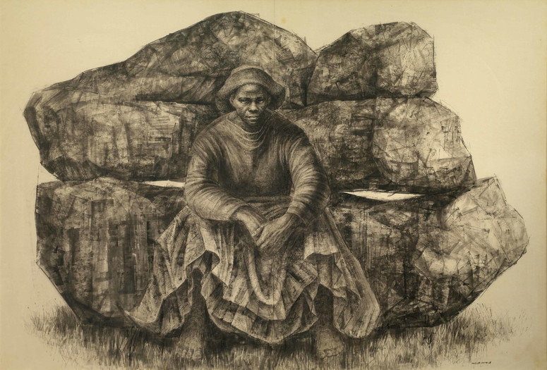 Charles White (American, 1918–1979). General Moses (Harriet Tubman). 1965. Ink on paper, 47 × 68" (119.4 × 172.7 cm). Private collection. © The Charles White Archives/ Courtesy of Swann Auction Galleries