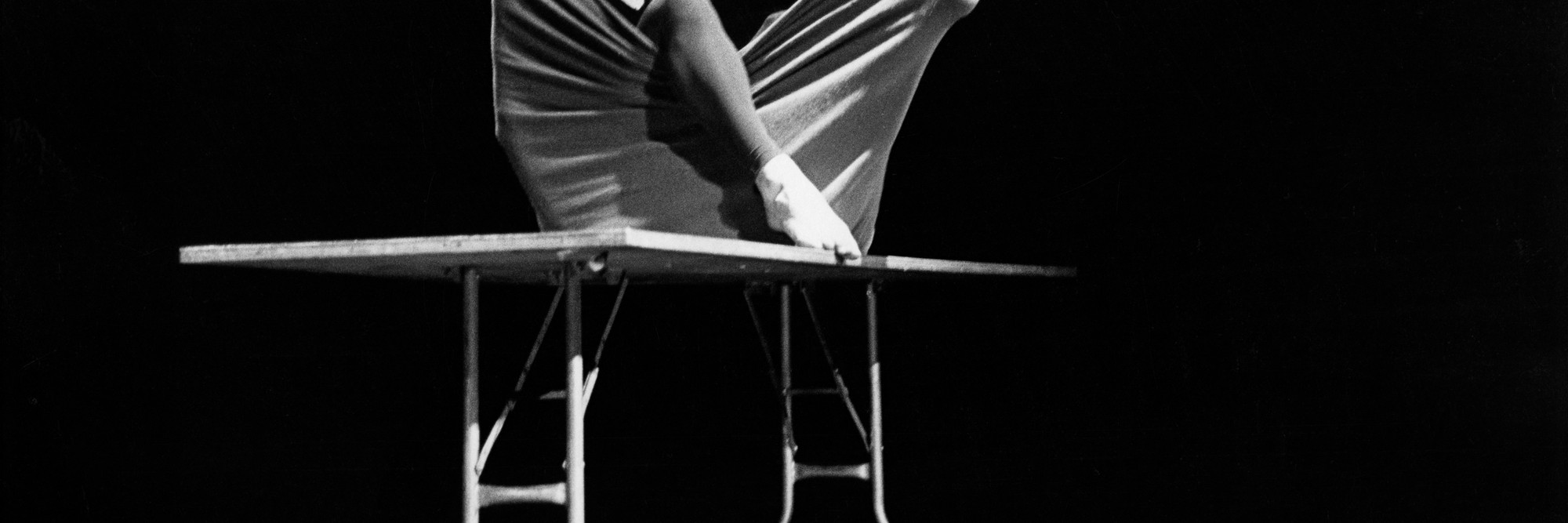 Peter Moore’s photograph of Lucinda Childs in Pastime,1963. Performed in Surplus Dance Theater: Program Exchange, New York, March 2, 1964