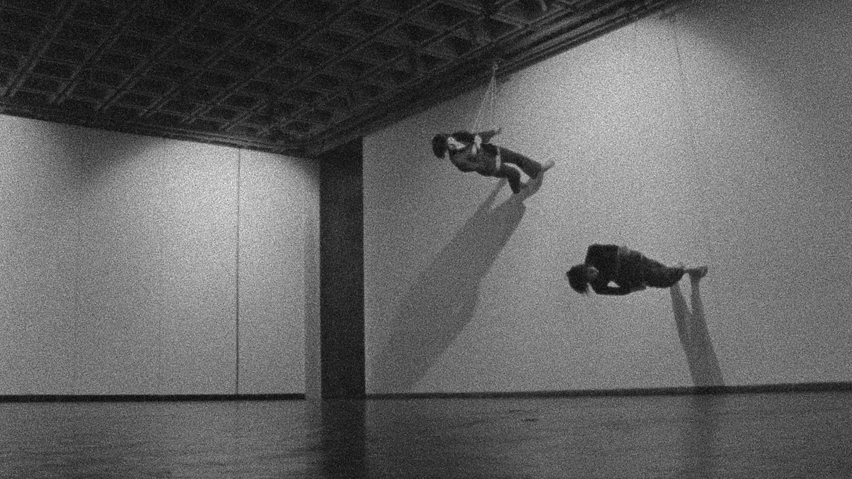 Trisha Brown. Still from Walking on the Wall, 1971. Film by Elaine Summers