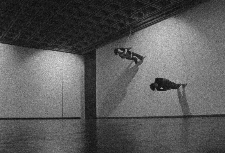 Trisha Brown. Still from Walking on the Wall, 1971. Film by Elaine Summers
