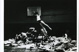 Al Giese’s photograph of Ruth Emerson in Carolee Schneemann’s Newspaper Event. Performed at Concert of Dance #3, Judson Memorial Church, January 29, 1963. © Estate of Al Giese/Licensed by VAGA, New York, NY. Courtesy of Carolee Schneemann, Galerie Lelong &amp; Co., and P•P•O•W, New York