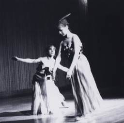 Photograph of Aileen Passloff and Martha Jane Charney in Passloff’s Strelitzia, 1961. Performed at Fashion Institute of Technology, New York, February 1961. © Barbara Moore/Licensed by VAGA, New York, NY. Courtesy Paula Cooper Gallery, New York