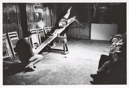 Robert McElroy’s photograph of Yvonne Rainer and Robert Morris in See Saw, 1960. © Robert R.
McElroy photographs of Happenings and early performance art, The Getty Research Institute, Los Angeles (2014.M.7). Image, Research Library, Getty Research Institute