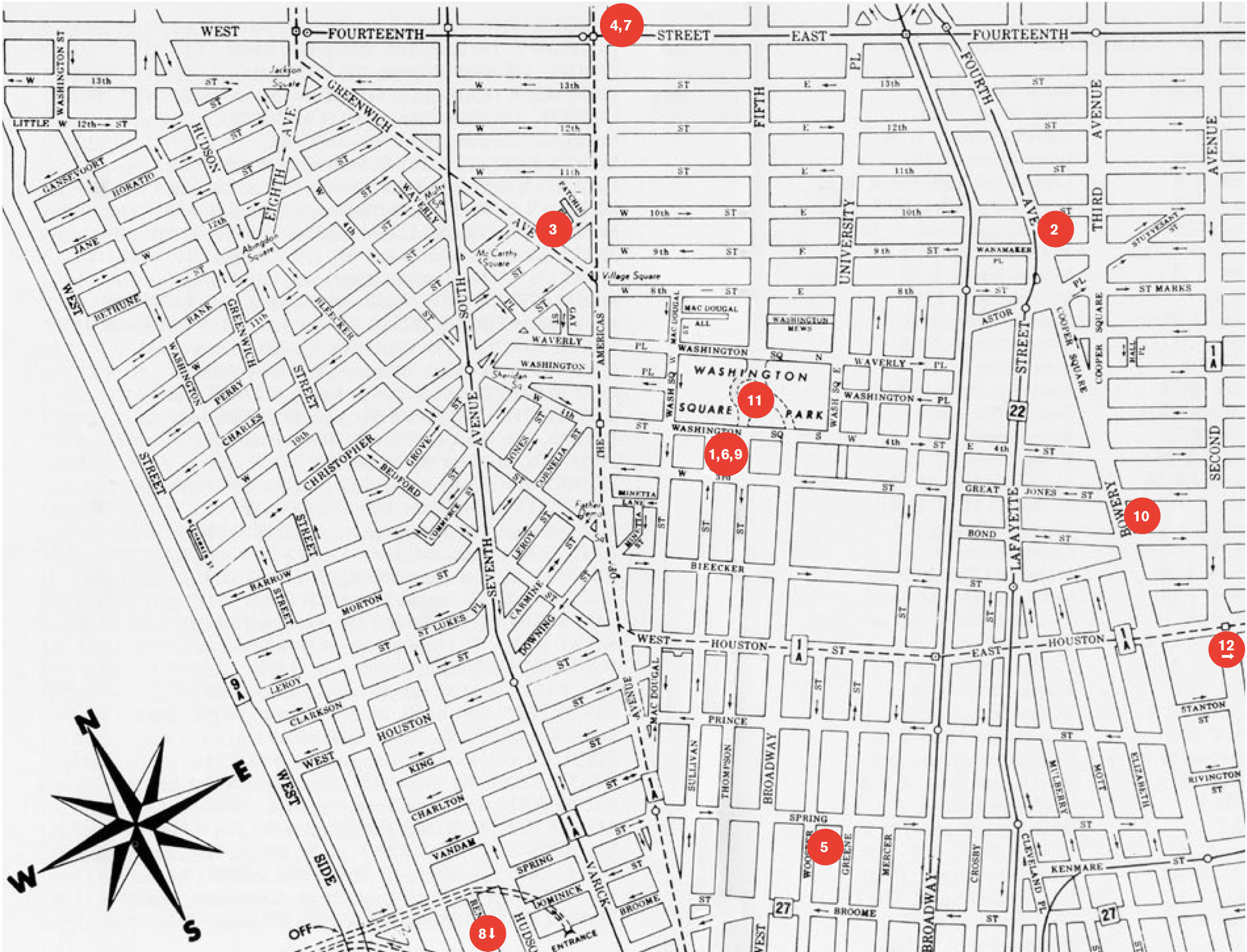 Map of downtown New York