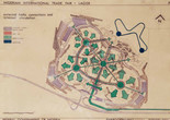 International Trade Fair, Lagos. 1973–77. Zoran Bojovic (1936–2018) for Energoprojekt (est. 1951). Plan of external traffic connections and internal circulation. 1973. Felt-tipped pen on tracing paper mounted on cardboard, 70 x 100 cm. Personal archive of Zoran Bojovic