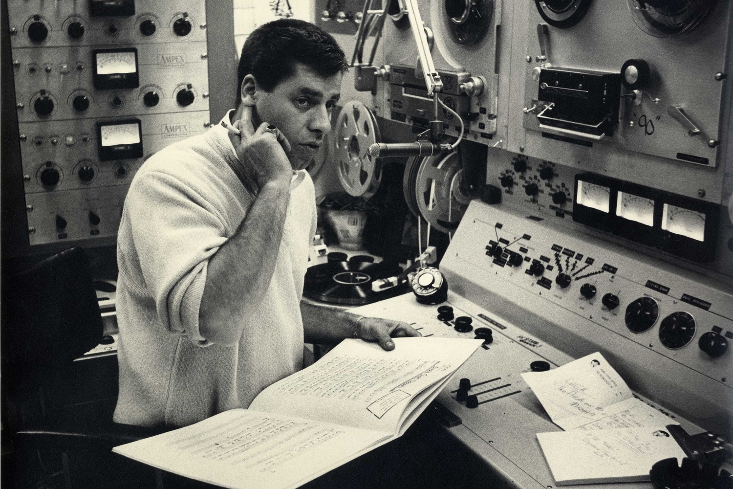 Jerry Lewis mixing music at his home, 1961. Photo: Bill Crespinel. Courtesy Chris Lewis