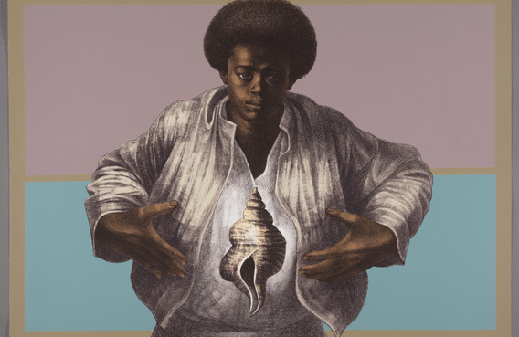 Charles White (American, 1918-1979). Sound of Silence. 1978. Lithograph, 25 1/8 x 35 5/16&#34; (63.8 x 89.7 cm). The Art Institute of Chicago, Margaret Fisher Fund. © The Charles White Archives/ © The Art Institute of Chicago