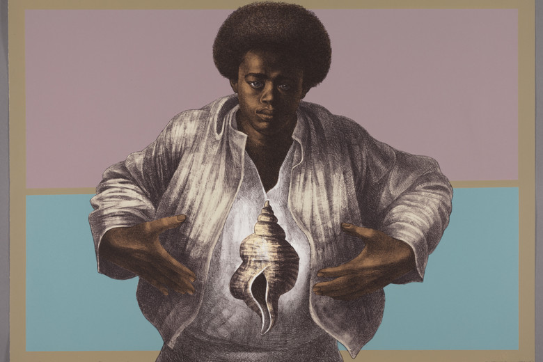 Charles White (American, 1918-1979). Sound of Silence. 1978. Lithograph, 25 1/8 x 35 5/16" (63.8 x 89.7 cm). The Art Institute of Chicago, Margaret Fisher Fund. © The Charles White Archives/ © The Art Institute of Chicago