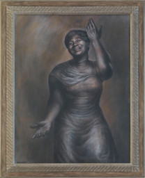 Charles White. Mahalia. 1955. Charcoal and Conté crayon on board, 50 x 42" (126.6 x 106.7 cm). Collection Pamela and Harry Belafonte. © The Charles White Archives/ Photo: Christopher Burke Studio