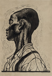 Charles White. Young Farmer. 1953. Linoleum cut. 28 3/4 x 19 13/16" (73 x 50.4 cm). Museum of Fine Arts, Boston. Lee M. Friedman Fund and The Heritage Fund for a Diverse Collection. © The Charles White Archives/ Photo © 2018 Museum of Fine Arts, Boston