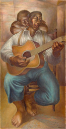Charles White. Goodnight Irene. 1952. Oil on canvas. 47 × 24" (119.4 × 61 cm). The Nelson-Atkins Museum of Art, Kansas City, Missouri (Purchase: acquired through a lead gift provided by Sarah and Landon Rowland through The Ever Glades Fund; major support provided by Lee Lyon, in memory of Joanne Lyon; Sprint; James and Elizabeth Tinsman; Neil D. Karbank; and The Sosland Family; Generous support provided by John and Joanne Bluford; The Stanley H. Durwood Foundation; Gregory M. Glore; Maurice Watson; Anne and Cliff Gall; Dr. Sere and Mrs. MaryJane Myers and Family; Gary and Debby Ballard; Dr. Loretta M. Britton; Catherine L. Futter, in memory of Mathew and Erna Futter; Jean and Moulton Green, Jr., in honor of Rose Bryant; Dr. Willie and Ms. Sandra A.J. Lawrence; Randall and Helen Ferguson; Dr. Valerie E. Chow and Judge Jon R. Gray (Ret.); Gwendolyn J. Cooke, Ph.D; Dwayne and Freida Crompton; Leodis and N. June Davis; Kimberly C. Young; Tom and Karenbeth Zacharias; Jim Baggett and Marguerite Ermeling; Rose Bryant; Tasha and Julián Zugazagoitia; Antonia Boström and Dean Baker; Sarah Beeks Higdon; Kathleen and Kevin Collison; Katelyn Crawford and John Kupstas; Kimberly Hinkle and Jason Menefee; Stephanie and Brett Knappe; Jan and Michael Schall; and Michele Valentine, in memory of Marcella Hillerman.) © The Charles White Archives