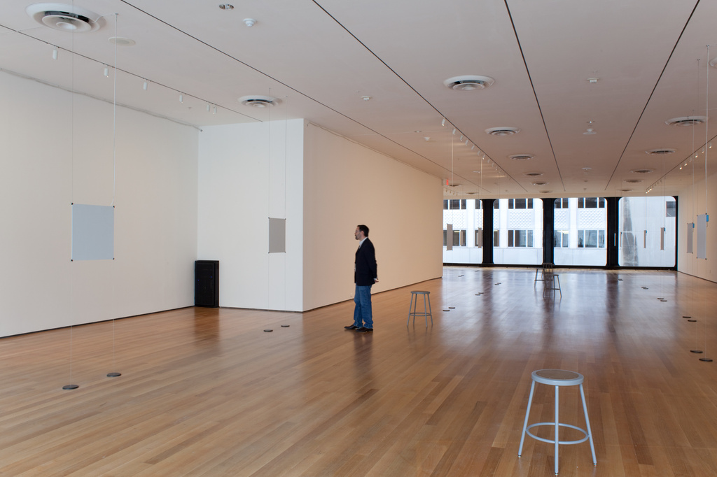 Bruce Nauman. Days. 2009. Stereo audio files, speakers, amplifiers, and additional equipment. The Museum of Modern Art, New York, Committee on Painting and Sculpture Funds, gift of The Mimi and Peter Haas Fund, Agnes Gund, The Hess Foundation, Michael Ovitz, Jerry I. Speyer, Marie-Josée and Henry R. Kravis Foundation, Donald B. Marron, and The Jill and Peter Kraus Contemporary Acquisition Fund and Emanuel Hoffmann Foundation, gift of the President, on permanent loan to Öffentliche Kunstsammlung Basel.