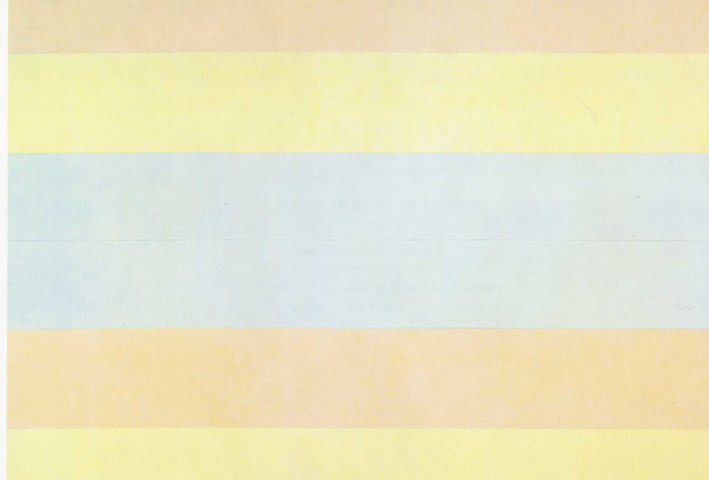 Agnes Martin. With My Back to the World. 1997. Synthetic polymer paint on canvas, six panels, each 60 x 60" (152.5 x 152.5 cm). Fractional and promised gift of the Ovitz Family Collection