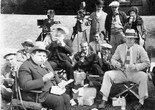 Daffy in Deutschland: "Charles Puffy and crew having lunch while shooting a 1920s Universal comedy"