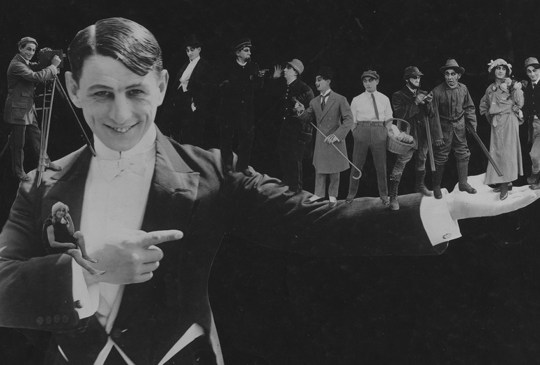 Multiple images of Marcel Perez from his 1916 Eagle Comedy A Busy Night