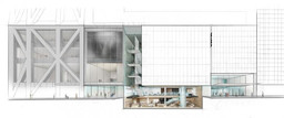 Elevation of The Museum of Modern Art on 53 Street with cutaway view below street level. Image © 2017 Diller Scofidio + Renfro