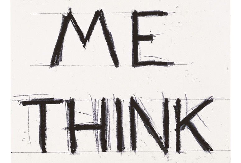 Bruce Nauman. Make Me Think Me. 1993. Graphite and masking tape on paper. 55 7/8 × 38 1/4" (142 × 97.2 cm). Froehlich Collection, Stuttgart