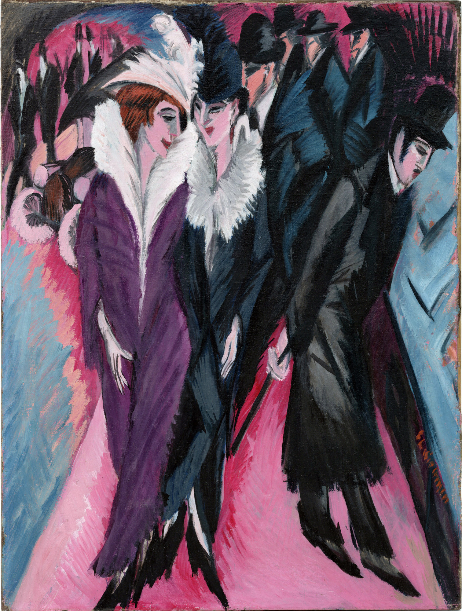 Ernst Ludwig Kirchner. _Street, Berlin (Straße, Berlin)._ 1913. Oil on canvas, 47 1/2 x 35 7/8" (120.6 x 91.1 cm). The Museum of Modern Art. Purchase. © 2008 Ingeborg and Dr. Wolfgang Henze-Ketterer, Wichtrach/Bern