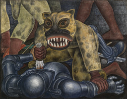 Water based paint on plaster fresco mounted on cement
 41 x 52 1/2 x 3" (104.1 x 133.4 x 7.6 cm)
 Smith College Museum of Art. Northhampton, Massachusetts.
 Purchased with the Winthrop Hillyer Fund.