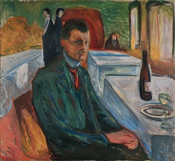 Edvard Munch. Self-Portrait with a Bottle of Wine/Self-Portrait in Weimar. 1906