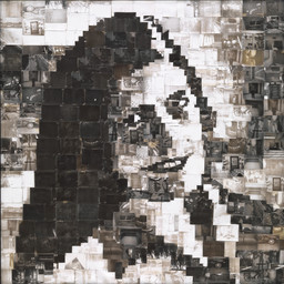 Robert Heinecken. The S.S. Copyright Project: “On Photography.” 1978. Two collages of black-and-white instant prints attached to Homasote board with staples. Approximately 47 15/16 × 47 15/16″ (121.8 ×121.8 cm) each. The Museum of Modern Art, New York. Purchased as the partial gift of Celeste Bartos. © 2014 The Robert Heinecken Trust