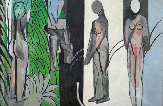 Henri Matisse. Bathers by a River. 1909–10, 1913, 1916–17. Oil on canvas, 102 1/2 x 154 3/16&#34; (260 x 392 cm). The Art Institute of Chicago, Charles H. and Mary F. S. Worcester Collection. © 2010 Succession H. Matisse/Artists Rights Society (ARS), New York