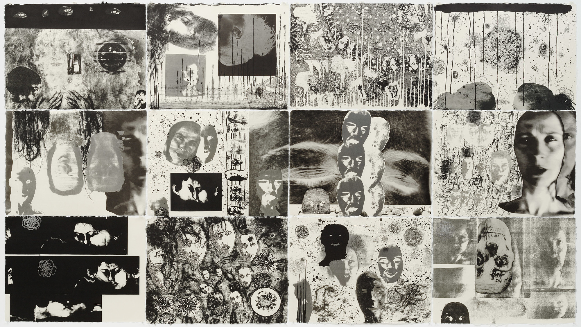 Lithograph with aluminum-leaf additions on twelve sheets of handmade Japanese paper
Composition and sheet: each 22 3/4 x 30 5/8" (57.8 x 77.8 cm); installation dimensions variable
Publisher and Printer: Universal Limited Art Editions, West Islip, New York.
Edition: 51
The Museum of Modern Art, New York. Gift of Emily Fisher Landau,1991
©Kiki Smith