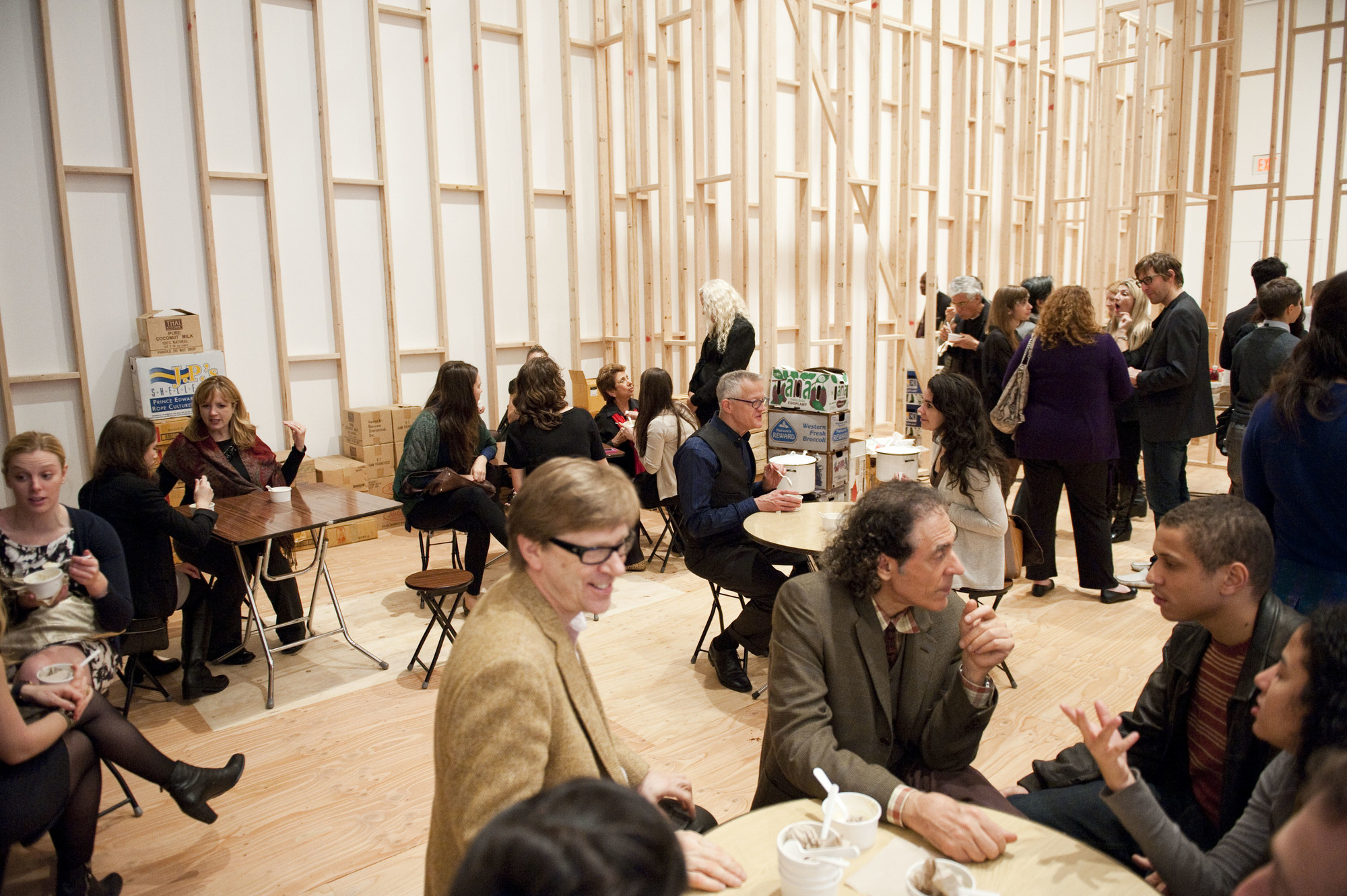Installation view of the Contemporary Galleries at The Museum of Modern Art, 2011. Photo © Scott Rudd. “Untitled (Free/Still).” Rirkrit Tiravanija. 1992/1995/2007/2011-. Refrigerator, table, chairs, wood, drywall, food and other materials
Dimensions variable. Gift of Mr. and Mrs. Eli Wallach (by exchange)
