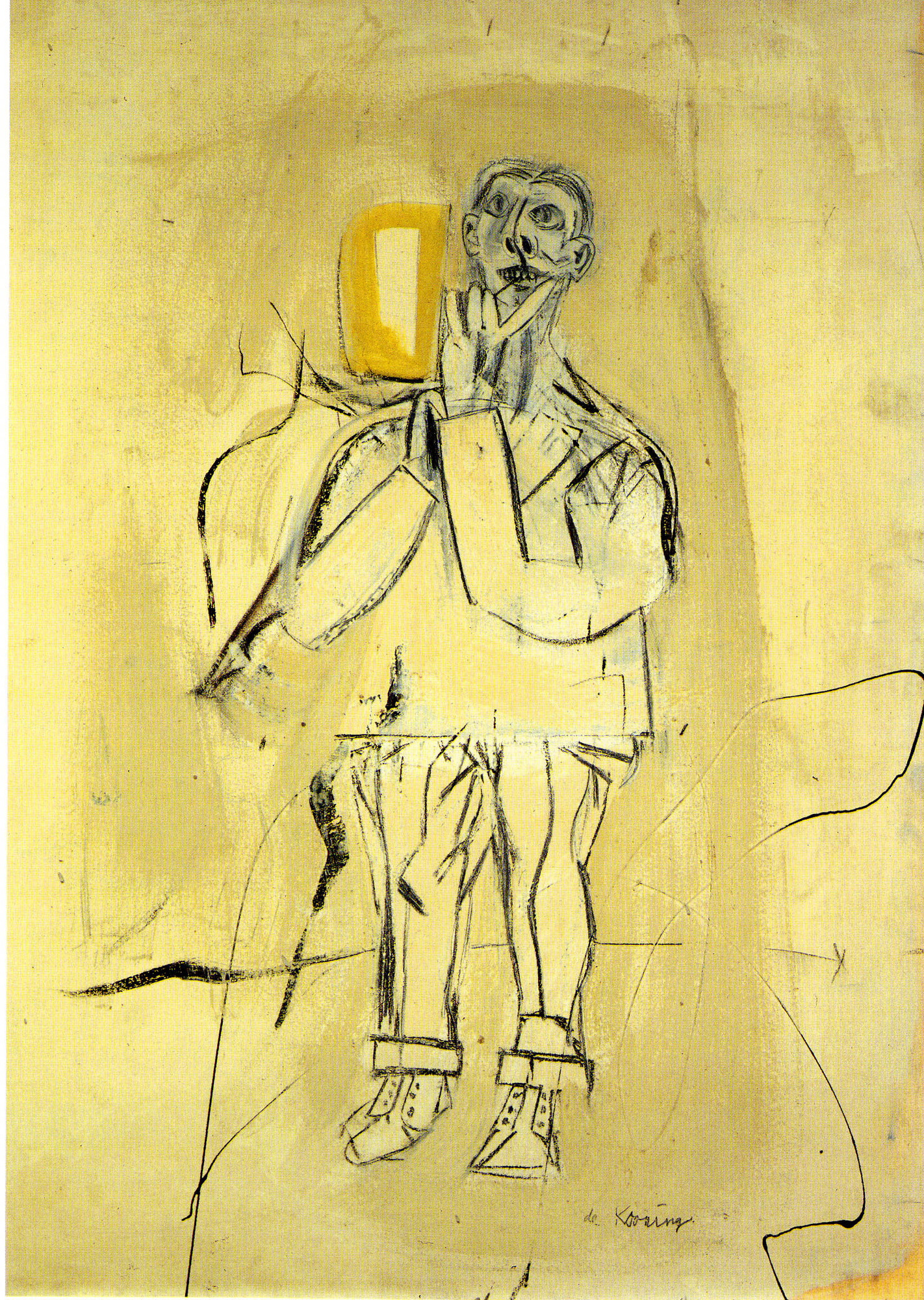 Oil on paper mounted on board  
 25 1/4 x 18 1/2" (64.1 x 47 cm)  
 Frame: 34 x 27 x 2"( 86.4 x 68.6 x 5.1 cm)  
 Private Collection, NY  
 © 2011 The Willem de Kooning Foundation / Artists Rights Society (ARS), New York