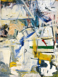 Oil and newspaper transfer on canvas
 96 x 74" (243.8 x 188cm)
 Lent by The Metropolitan Museum of Art, New York. Rogers Fund
 © 2011 The Willem de Kooning Foundation / Artists Rights Society (ARS), New York